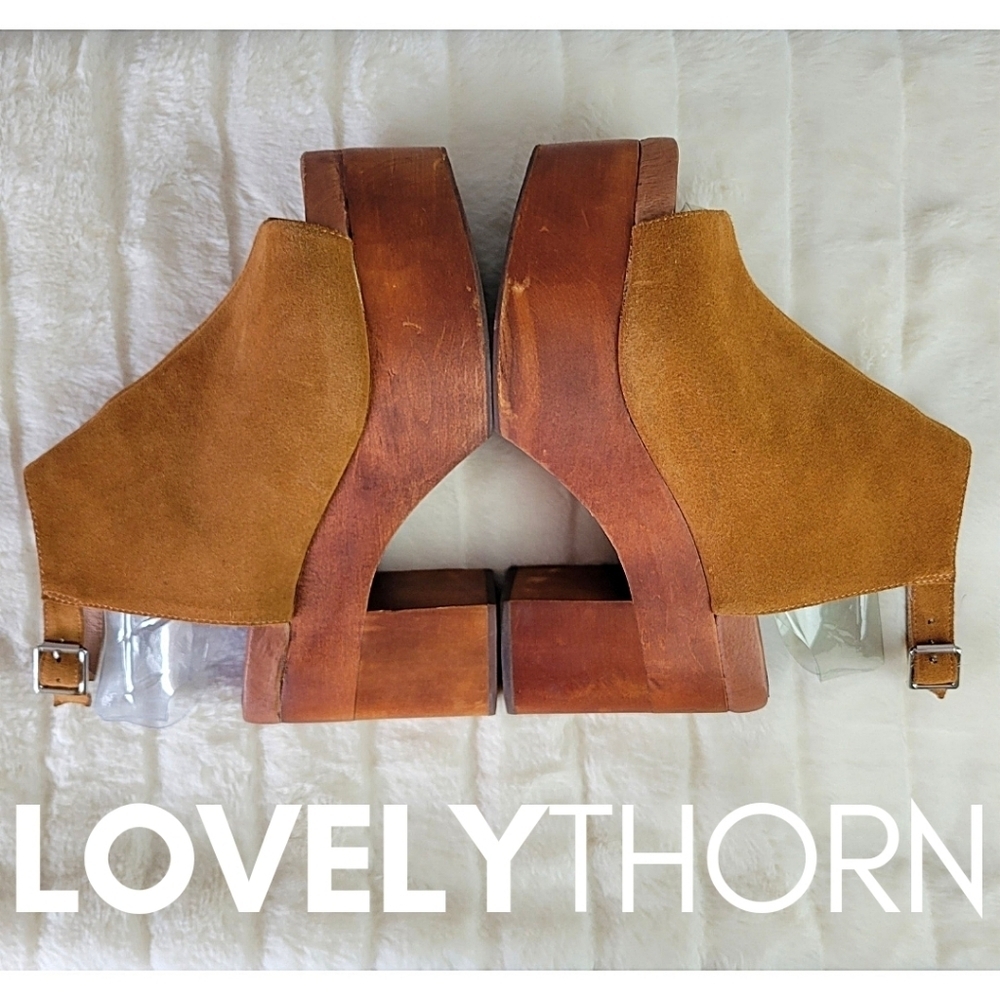 JEFFREY CAMPBELL // ltd ed free people collab suede wooden platform block heels - Picture 12 of 16